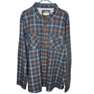 New! Magellan Outdoor LS Pro Performance Flannel Blue/Orange Men Shirt Sz 3XL